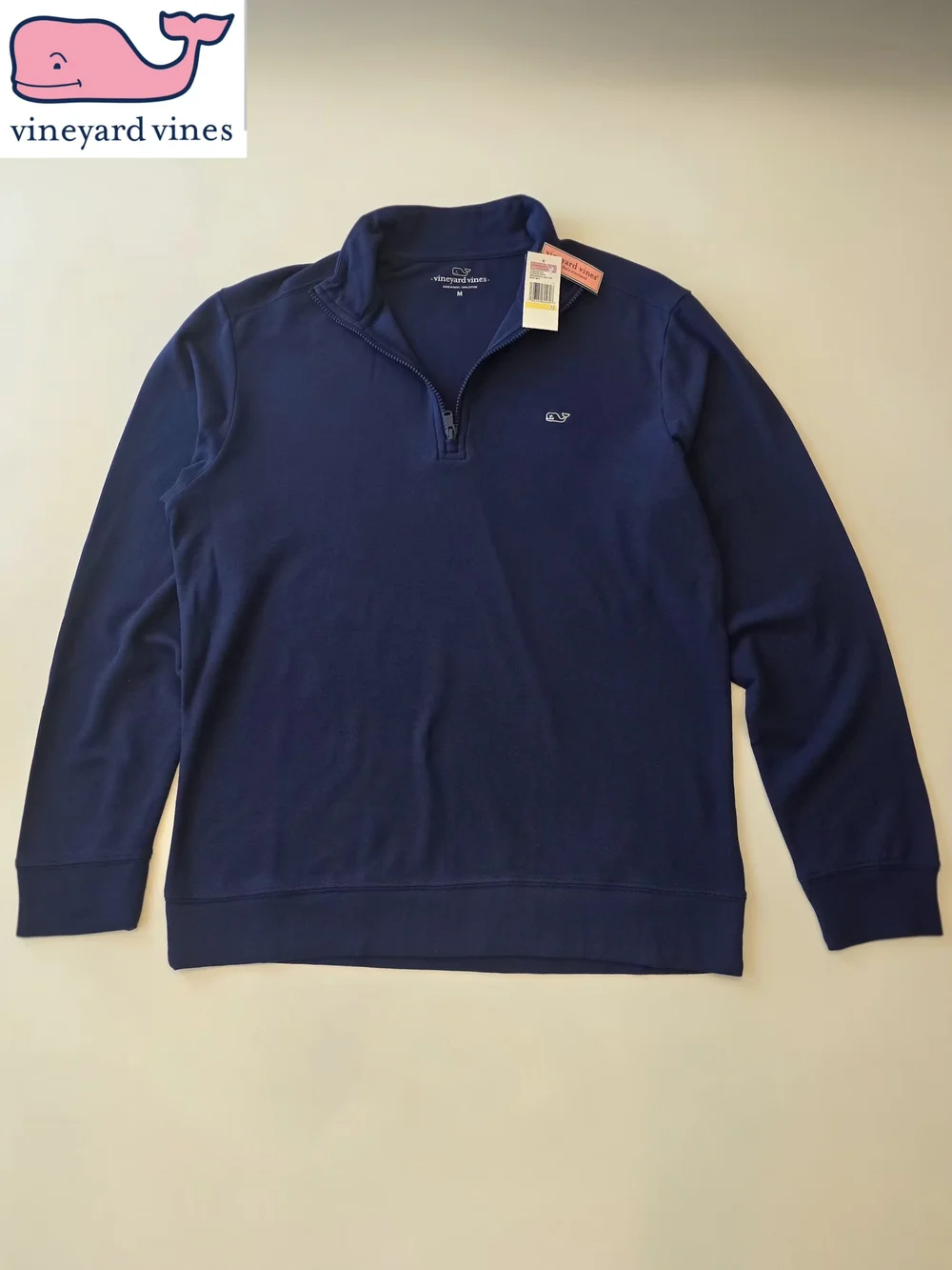 NWT Vineyard Vines Broadsfield Men's Med Navy Half-Zip Pullover